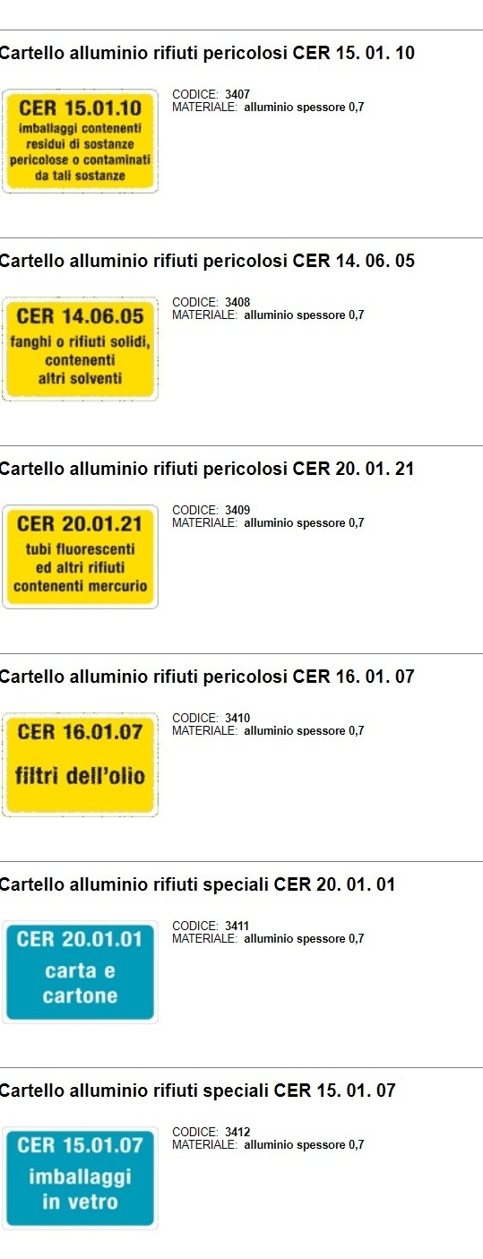 Antinfortunistica ROBERTI Cartelli e Segnaletica CER