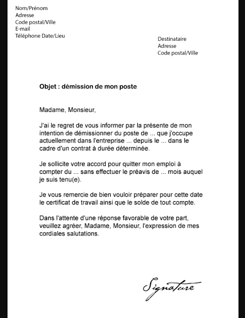 Lettre de démission
