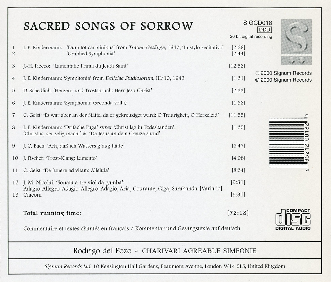 makdelart classique Sacred Songs of Sorrow (Rodrigo del Pozo