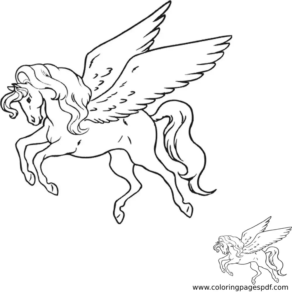 Coloring Page Of A Unicorn Jumping Up