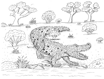 Robin's Great Coloring Pages: Suchomimus and Saltwater Crocodiles