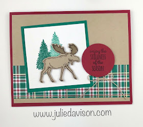 Stampin' Up! Merry Moose Wrapped in Plaid Christmas Card ~ 2019 Holiday Catalog ~ www.juliedavison.com