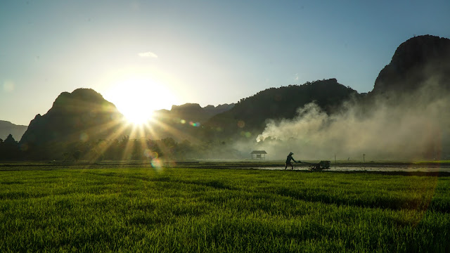 This beautiful sunset over the countryside in Vang Vieng