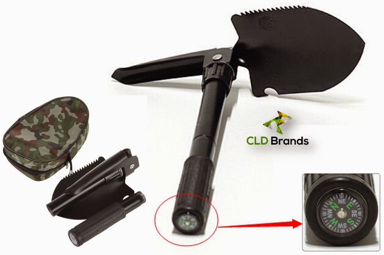 Cassie's Ramblings Camping Folding Shovel Pick With Compass