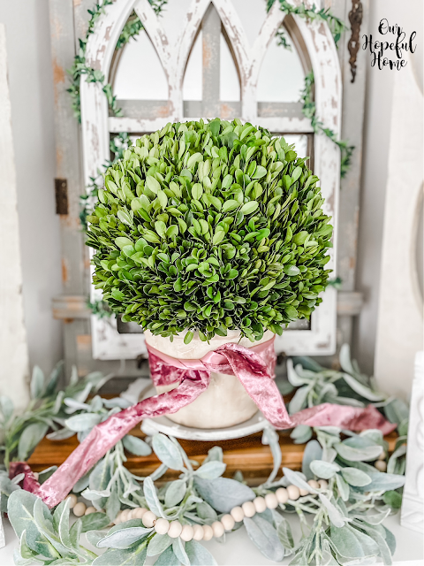 faux greens lambs ear garland preserved boxwood