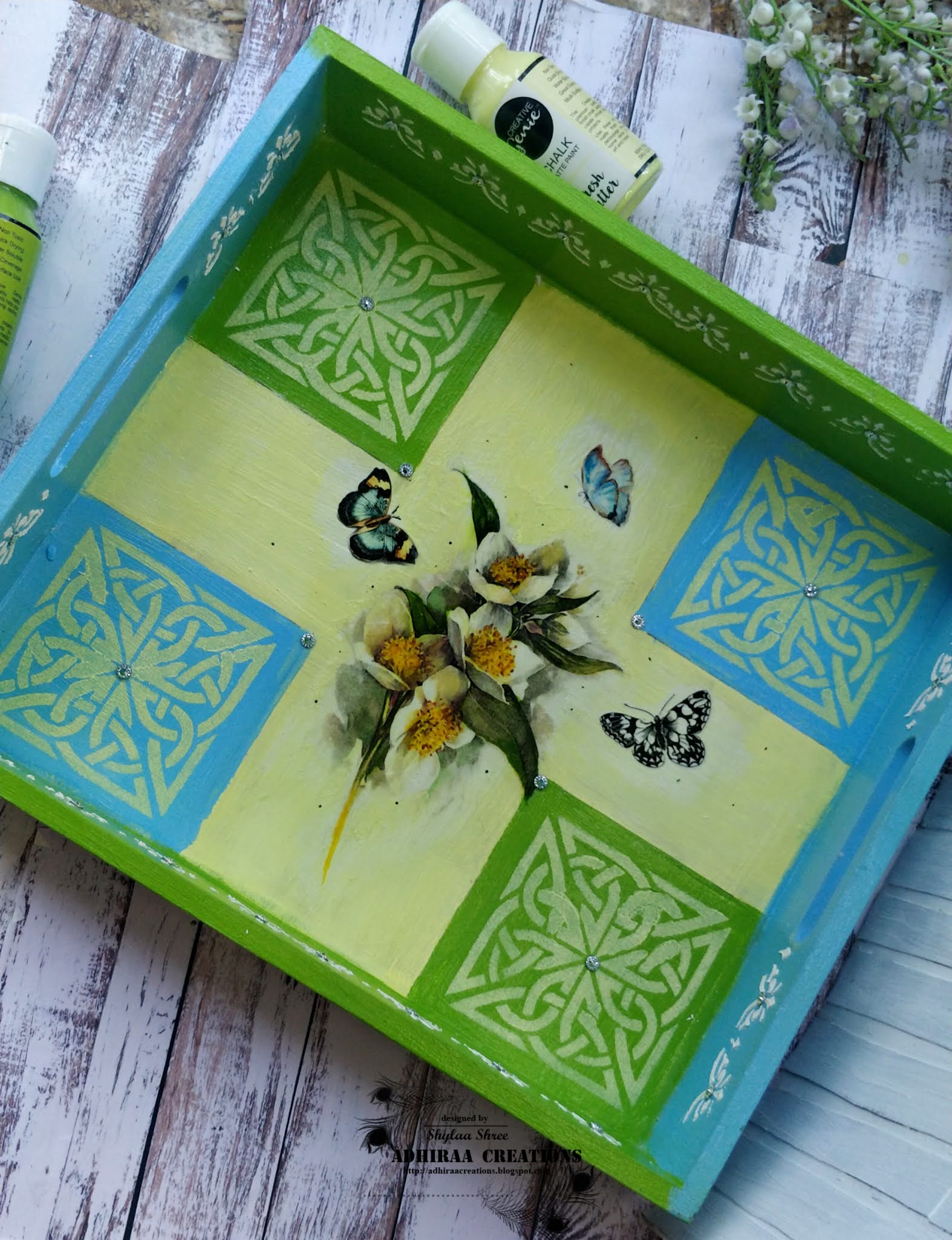 Adhiraacreations MDF tray decoupage tutorial