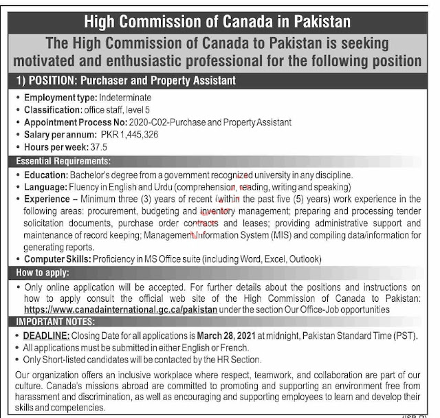 Embassy Jobs In Islamabad 2021 At High Commission Of Canada
