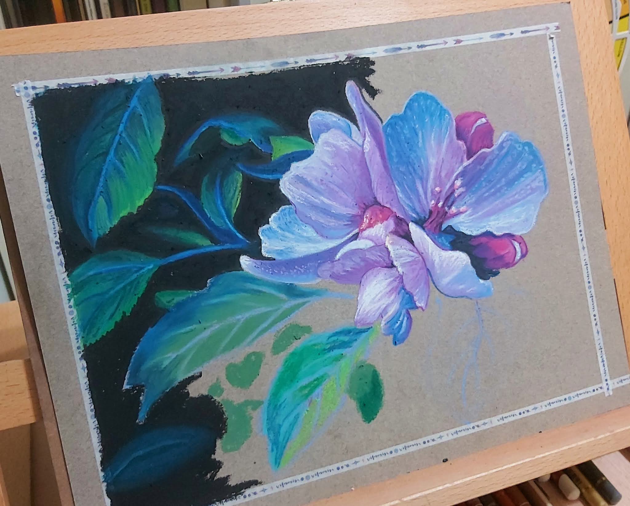 Oil pastels for flowers blending and layering
