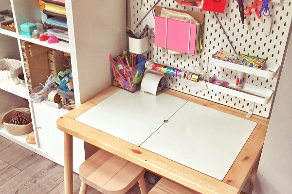 ikea flisat desk hack with pegboard and accessories