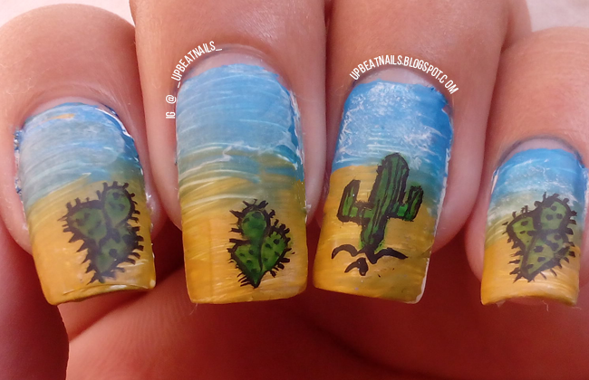 Freehand Cactus Nail art - Upbeat Nails | Nail Art Blog