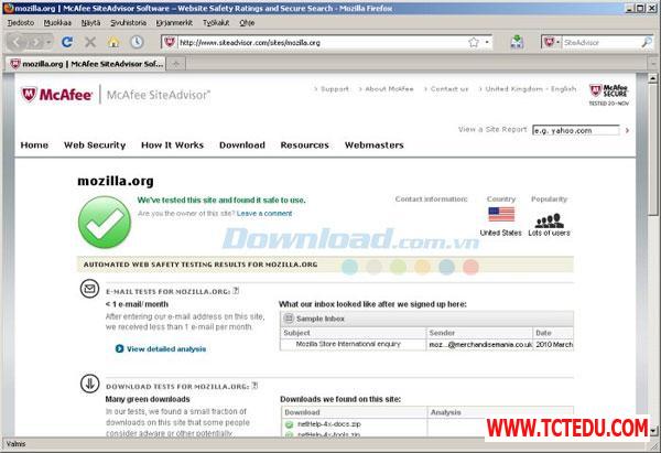 Phần mềm McAfee SiteAdvisor