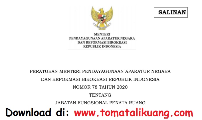 Download Permenpan Rb Nomor 78 Tahun 2020 Tentang Jabatan Fungsional Penata Ruang Pdf Tomatalikuang Com Berita Pendidikan Terbaru