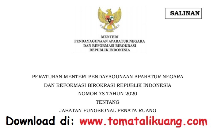 Download Permenpan Rb Nomor 78 Tahun 2020 Tentang Jabatan Fungsional Penata Ruang Pdf Tomatalikuang Com Berita Pendidikan Terbaru
