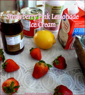 Strawberry Pink Lemonade (NO CHURN) Ice cream uses lemonade concentrate, fresh strawberries and just a few other ingredients for a refreshing summer treat. | Recipe developed by www.BakingInATornado.com | #recipe #summer #dessert