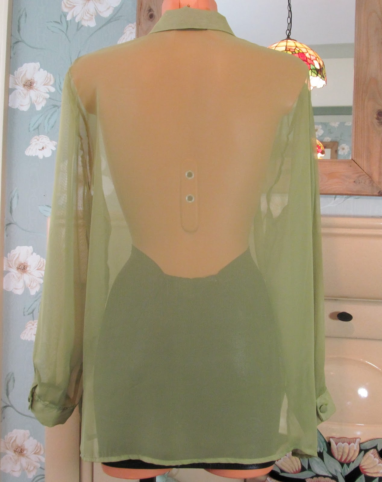 olive green sheer shirt