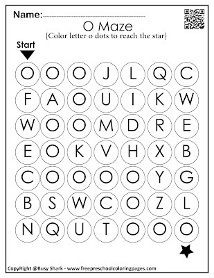 Letter O dot markers free preschool coloring pages ,learn alphabet ABC for toddlers