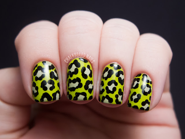 Radioactive Slime Leopard Print | Chalkboard Nails | Nail Art Blog
