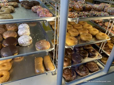 donut case at Johnny's Donuts in Lafayette, California