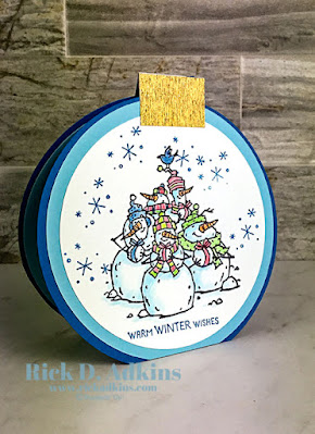 It may be getting cold and frosty outside, but the jovial group of snowmen in this Snowbody Better Stamp Set and this fun Ornament shaped card design will send nothing but warm wishes.