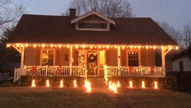 Christmas lights on historic houses in Kirkwood Missouri