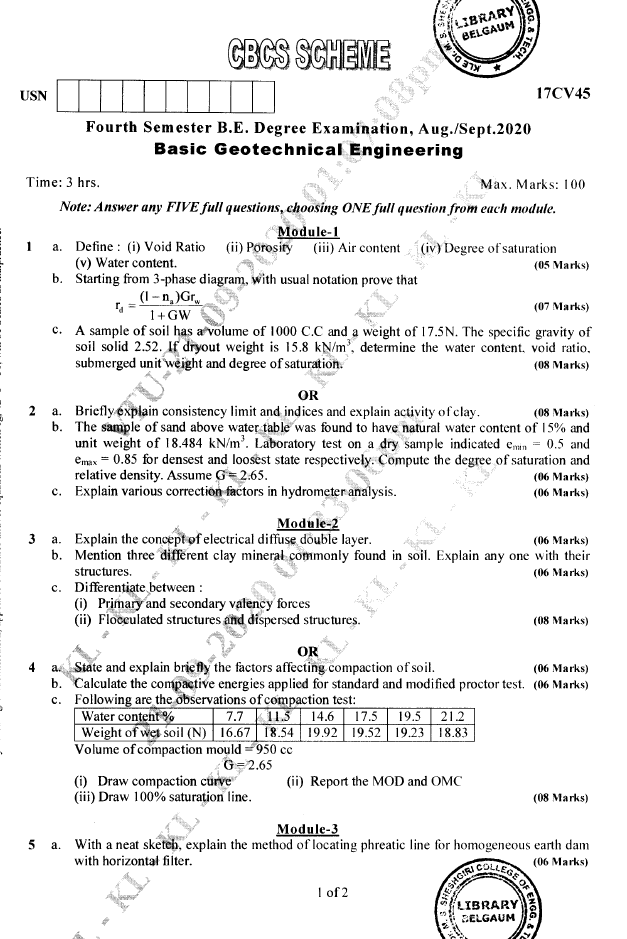 Visvesvaraya Technological University B.E. Civil Engineering (CBCS