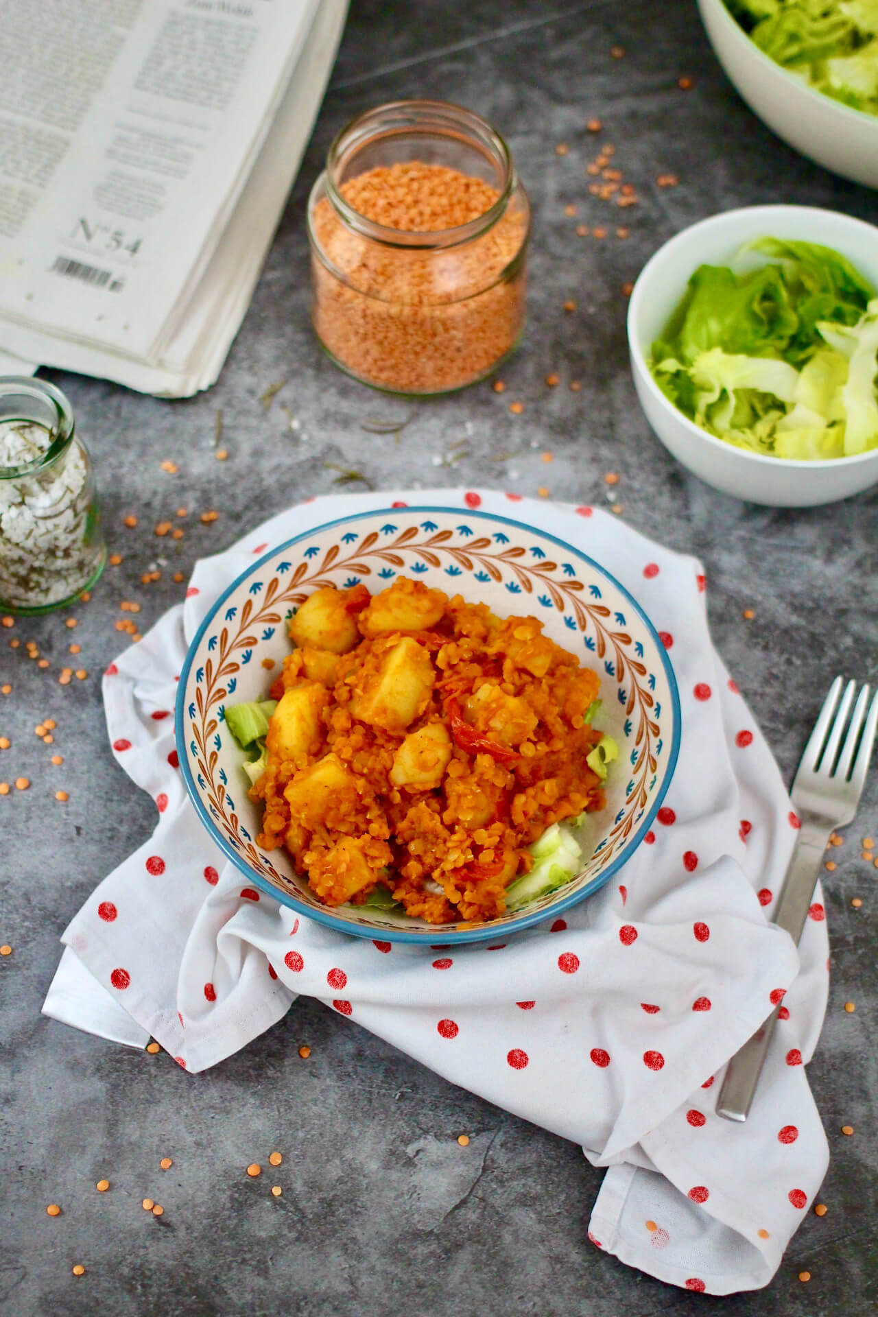 HOME OF HAPPY: ERDÄPFELCURRY MIT ROTEN LINSEN