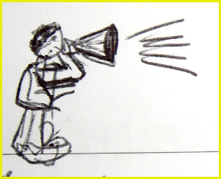 Sketch of a person with a megaphone