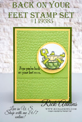 Back on your Feet Stamp Set, Hammered Metal 3d embossing Folder, Stampin' blends, Rick Adkins, Stampin' Up!