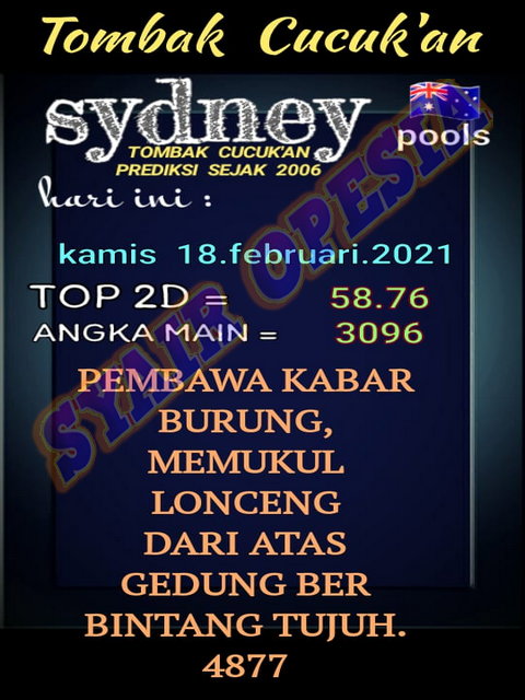 Syair Sydney Kamis Hari Ini 18 Februari 2021 Royal Syair