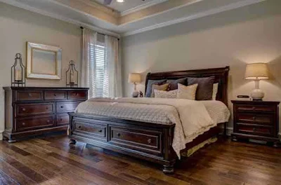 Well staged master bedroom.