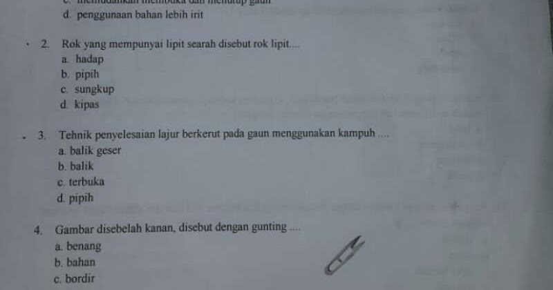 Uji Kompetensi Menjahit Minggu 13 Januari 2019 Soal Pertanyaan Dan Kunci Jawaban Uji Kompetensi Menjahit Minggu 13 Januari 2019 Soal Pertanyaan Dan Kunci Jawaban