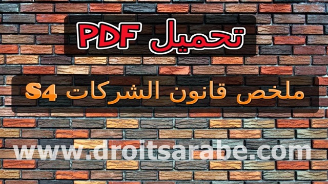 تحميل PDF : ملخص قانون الشركات السداسي الرابع S4 تحميل PDF : ملخص قانون الشركات السداسي الرابع S4