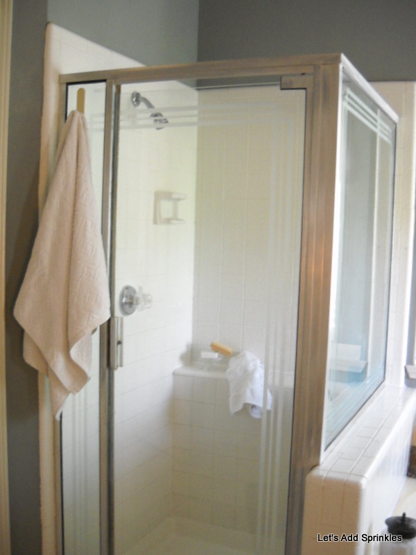 Let's Add Sprinkles Oven Cleaner on the Shower Surround