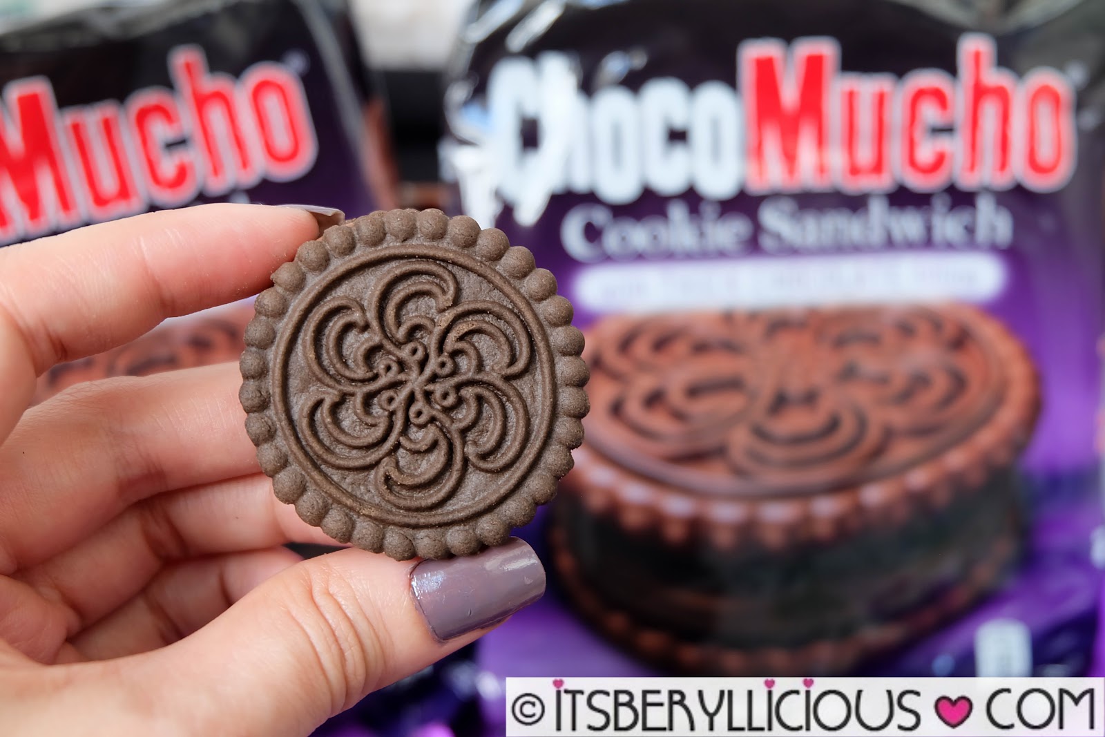 Rebisco Choco Mucho Cookie Sandwich with Chocolate and White Chocolate