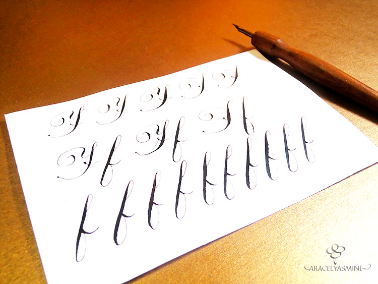 caligrafia copperplate inglesa como escribir la letra f alfabeto