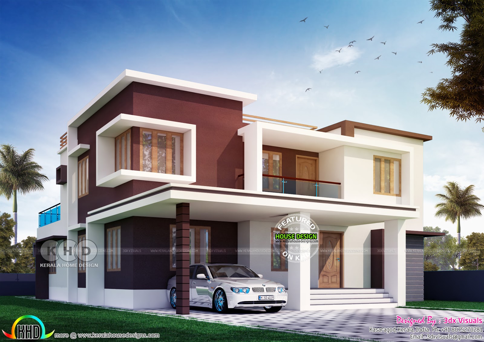 4 bedroom 2050 sqft flat roof contemporary Kerala home