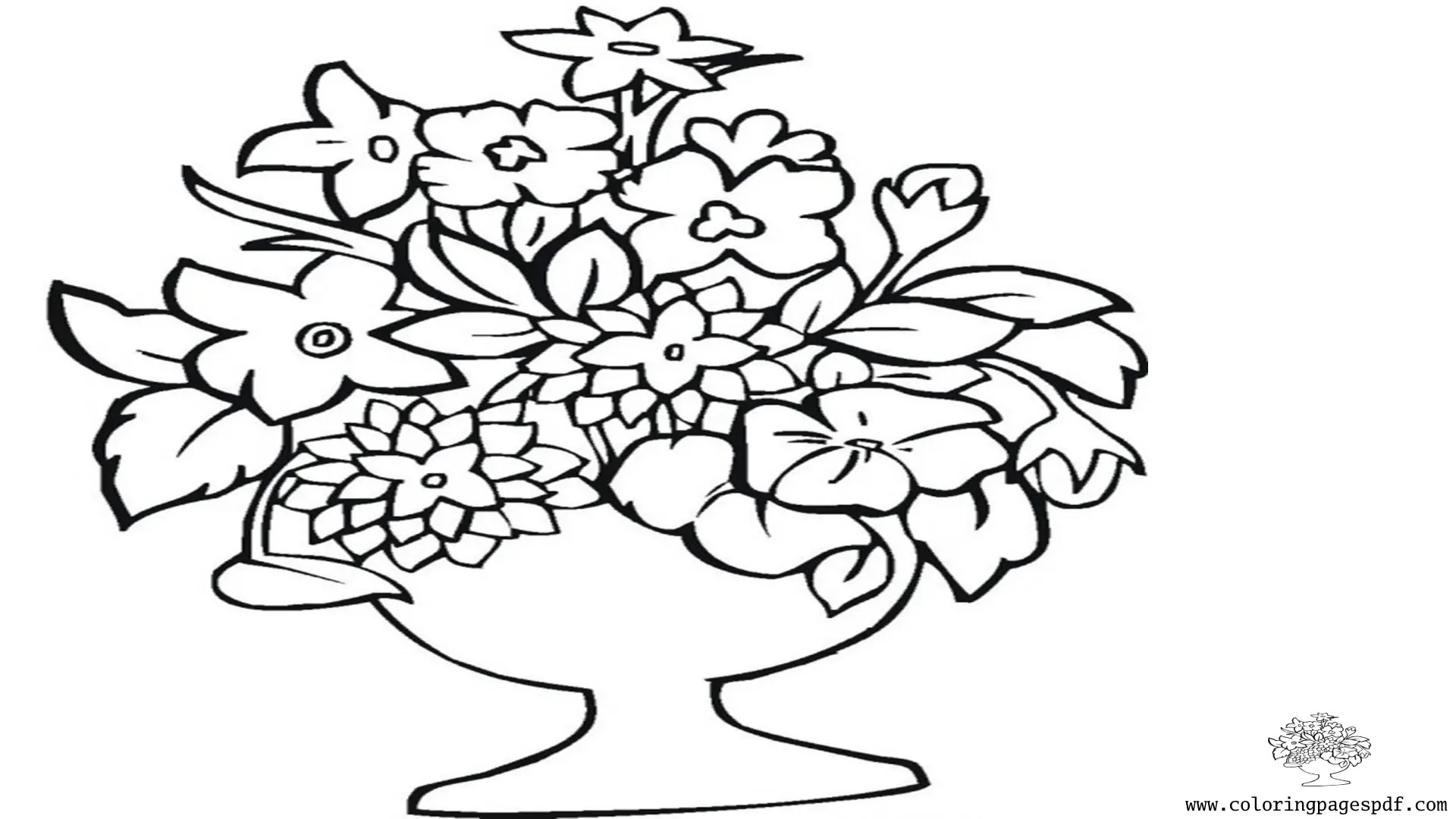 Coloring Page Of Flowers In A Cup