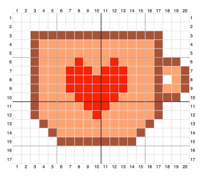 Heart cup cross stitch - free pattern