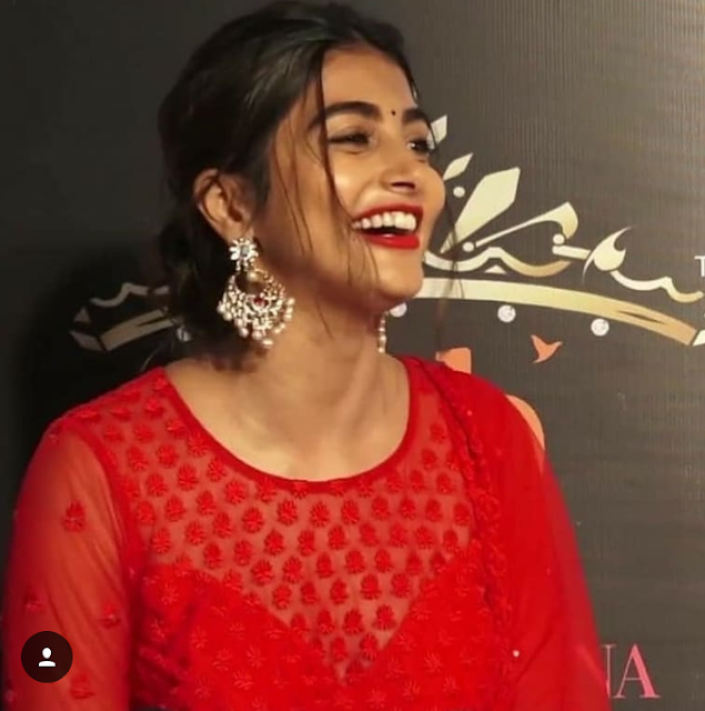 Actress Pooja Hegde Latest Hot Pics In Red Dress 73