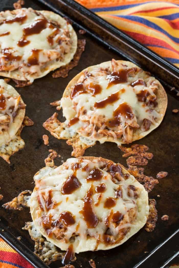 Easy BBQ Chicken Tostadas mamarecipes