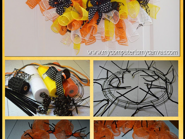 How to Make a Deco Mesh Candy Corn Wreath