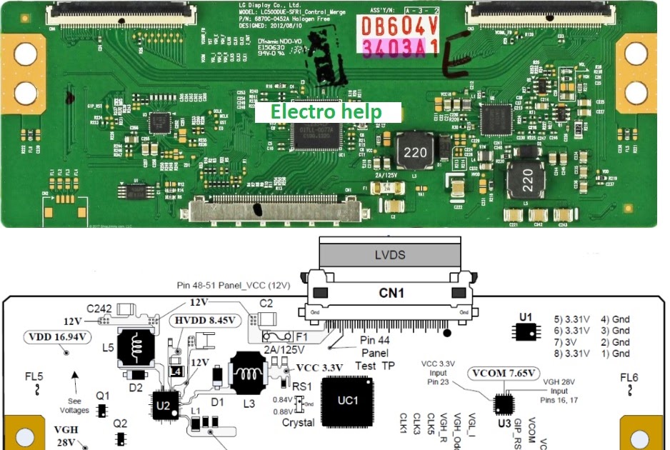 Electro help: T’Con boards LG42LN5200, LG42WT30, LG42WL10, Panasonic