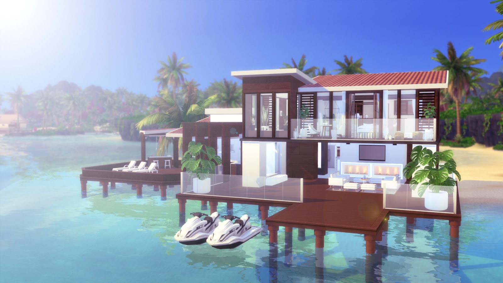 SIMS 4 BEACH MODERN HOUSE VACATION HOME DL + CC Bárbara Sims