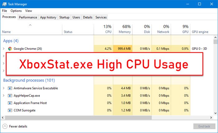 การใช้งาน CPU สูงของ XboxStat.exe