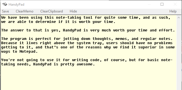 HandyPad es una alternativa de bloc de notas de guardado automático
