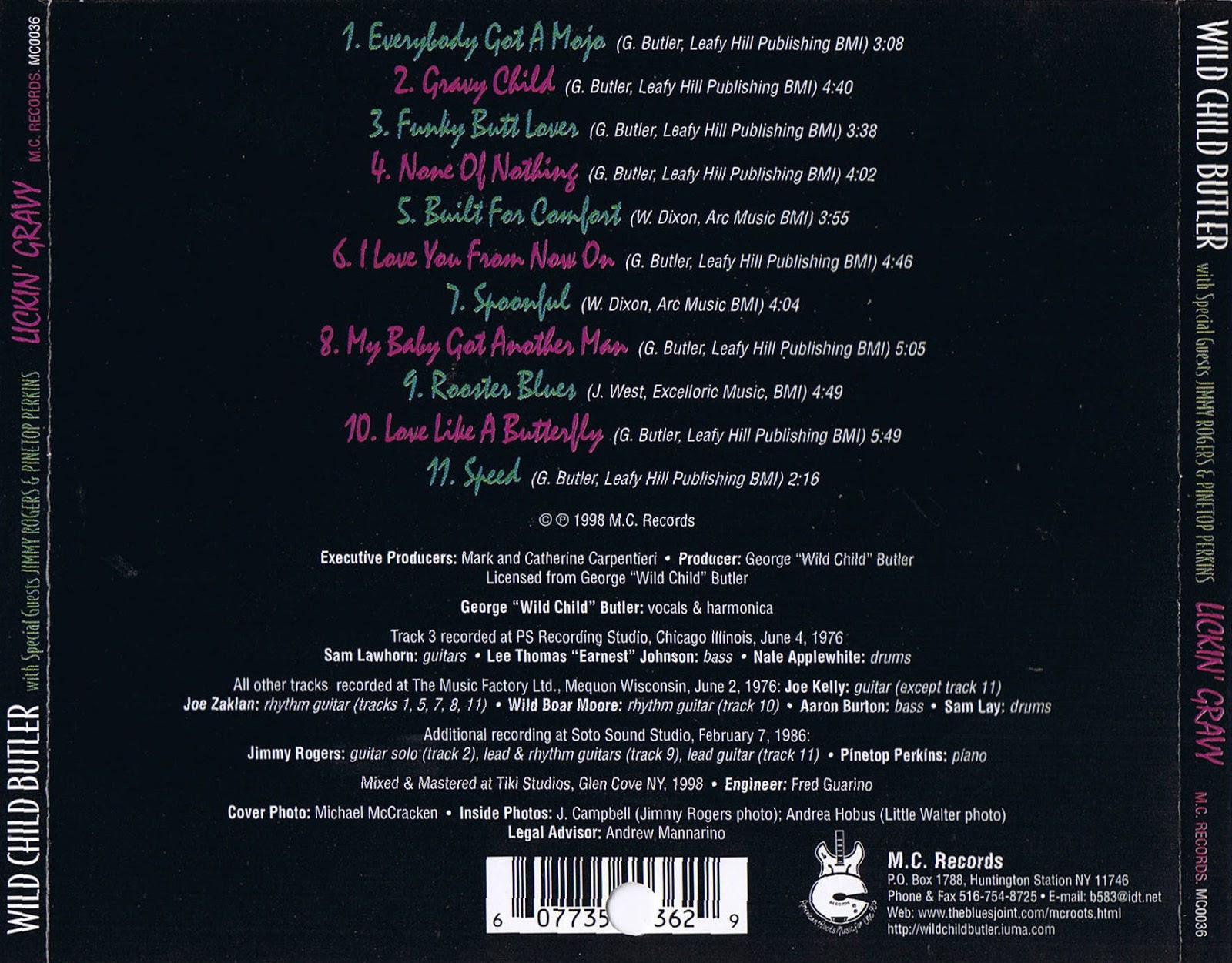 101BluesLLegar II WILD CHILD BUTLER LICKIN ' GRAVY (1998)