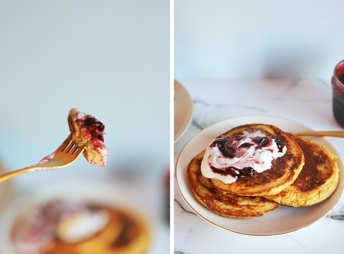 Cinnamon Girl Orange Pancakes with Berry Compote