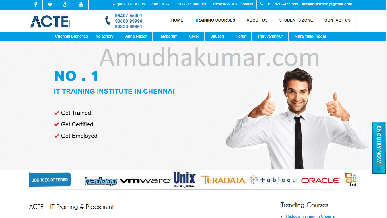 ACTE Digital Marketing Training Course Institutein Chennai - Amudhakumar