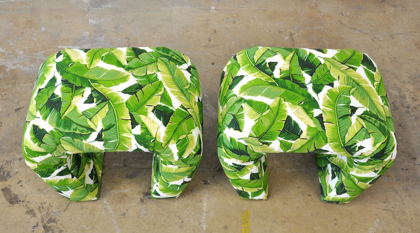 SELECT MODERN Pair of Steve Chase Banana Leaf Pattern Waterfall