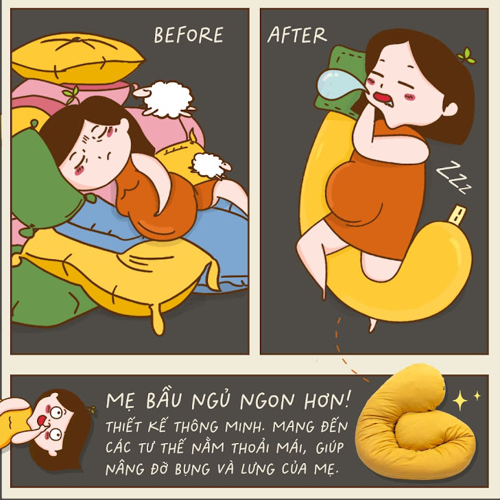 [A159] Mẹ Bầu mấy tháng nên dùng gối bầu Đậu Khuyết
